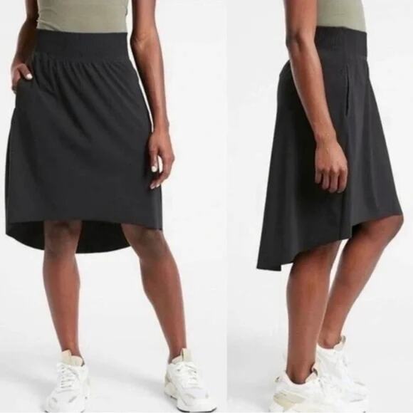 Athleta‎ Cosmic Skirt Hi Low Elastic Waist Women's XS Black - Picture 1 of 8